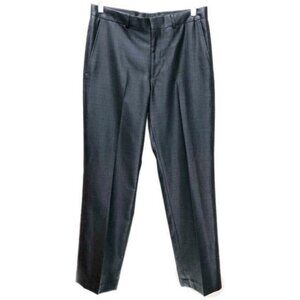 Mens Gray Wool Blend Dress Pants With Back Button Pockets Size 36